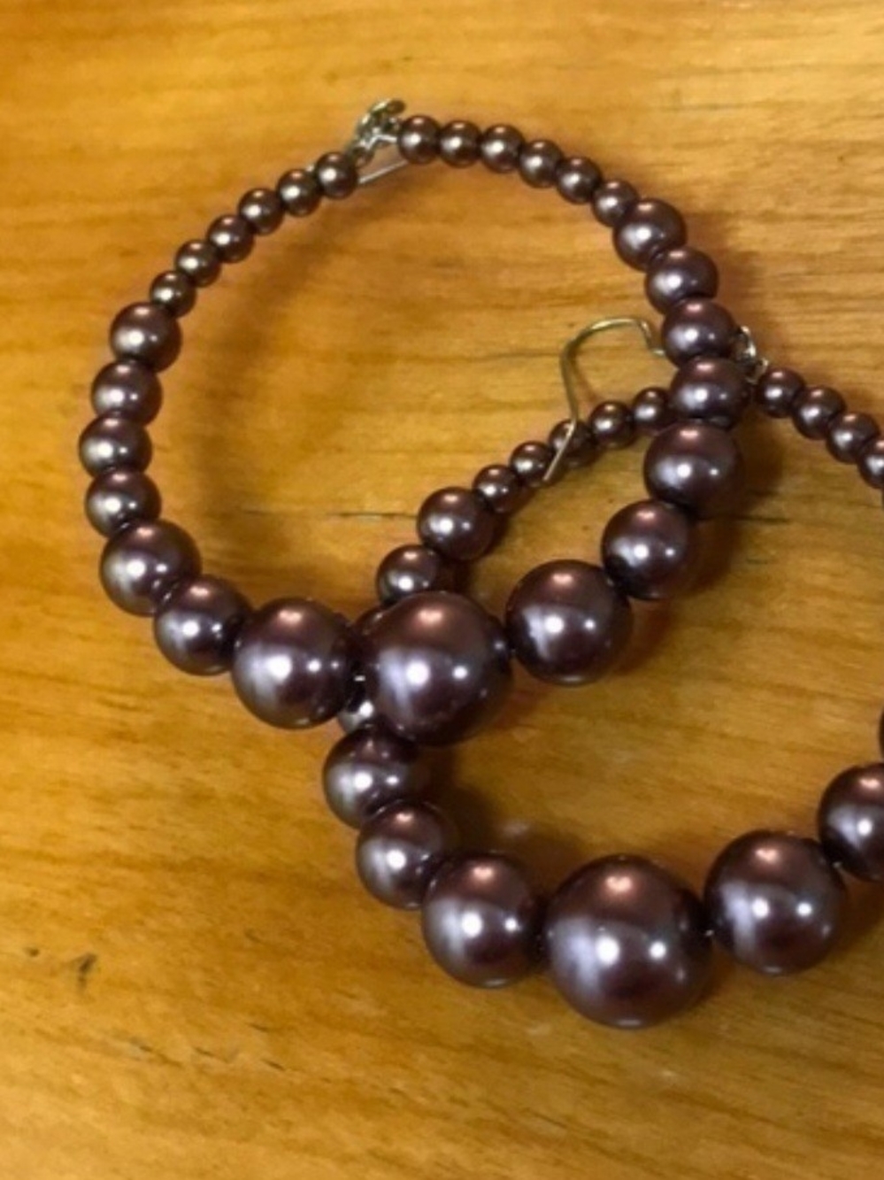 Brown Pearl Hoop Earrings